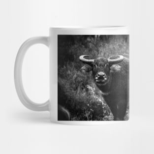 Water buffalo portrait gritty, grungy old style image Mug